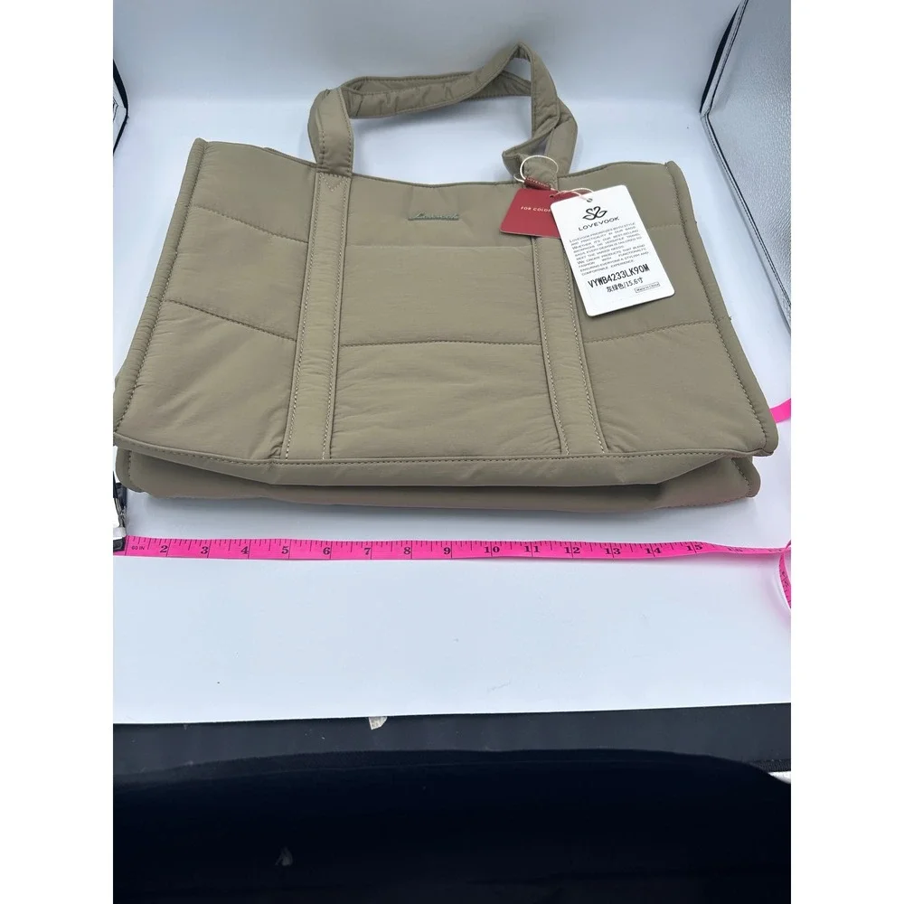 LOVEVOOK Quilted Laptop Tote Bag Olive Green 15.6 Inch Work Bag NWT